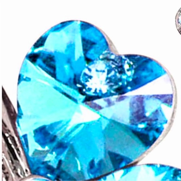 Swarovski Turquoise Four Heart Sparkling Necklace - Picture 3 of 4